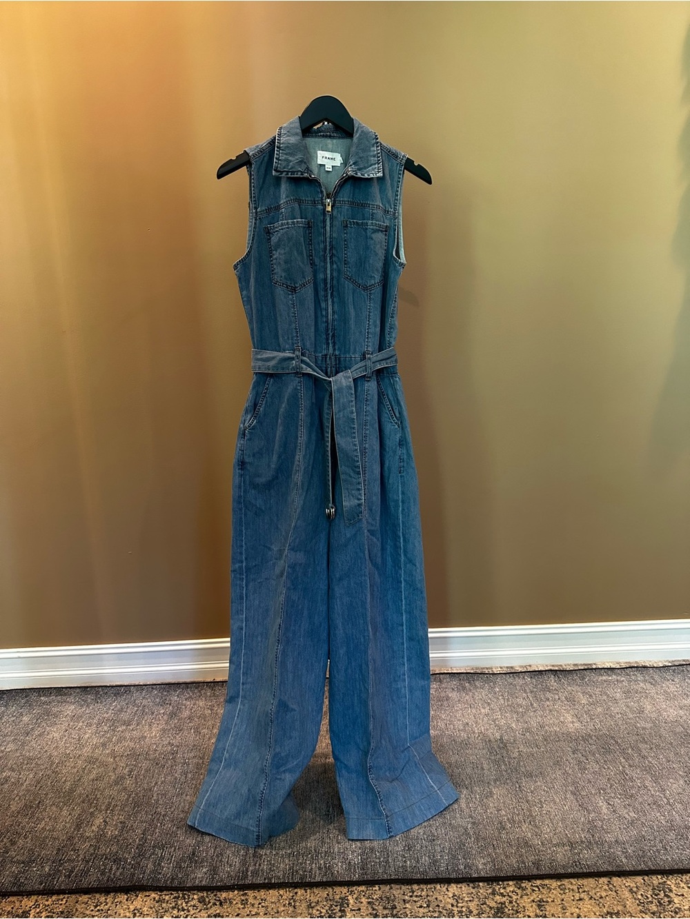 Frame | Denim Sleeveless Jumpsuit - Happy Indigo Blue